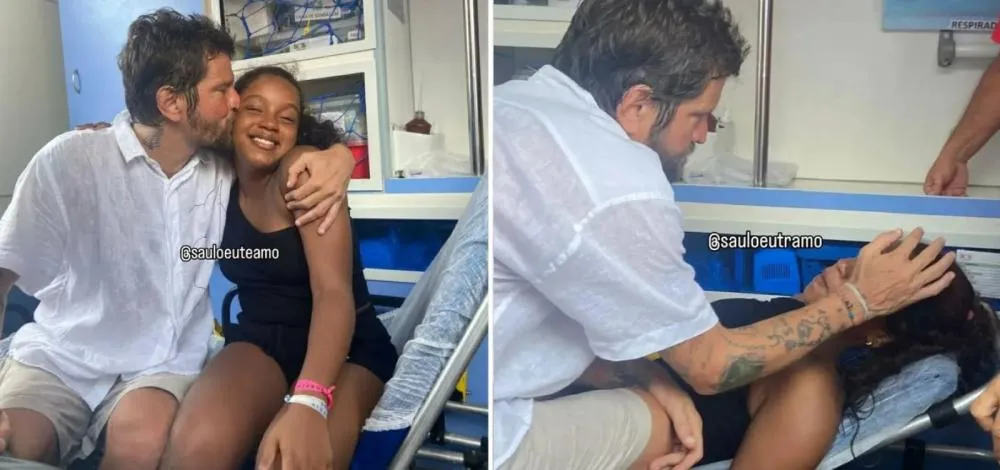 Saulo vai a posto de saúde e faz surpresa para fã que desmaiou ao vê-lo