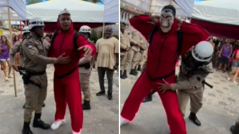 Com fantasia de La Casa de Papel, famoso cantor baiano é enquadrado por policiais