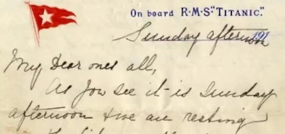 Carta de sobrevivente do Titanic é vendida por R$ 2,4 milhões em leilão histórico