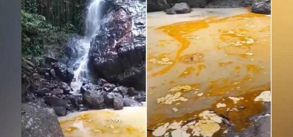 Cachoeira fica cheia de óleo após caminhão tombar; motorista morreu