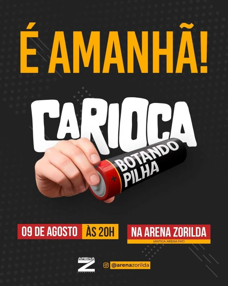 Apresentação do Humorista Carioca acontece na Arena Zorilda neste sábado (09/08), em Feira de Santana