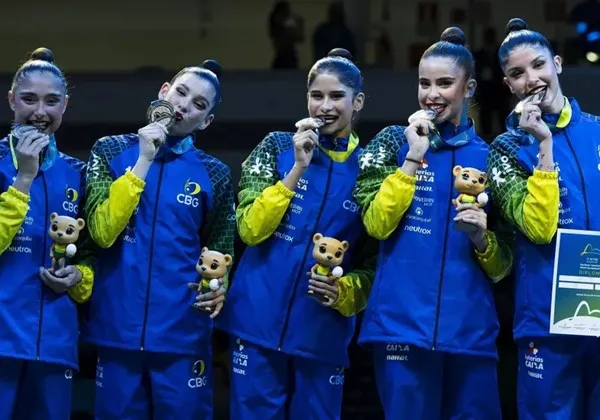 Brasil conquista prata inédita no Mundial de ginástica rítmica no Rio de Janeiro
