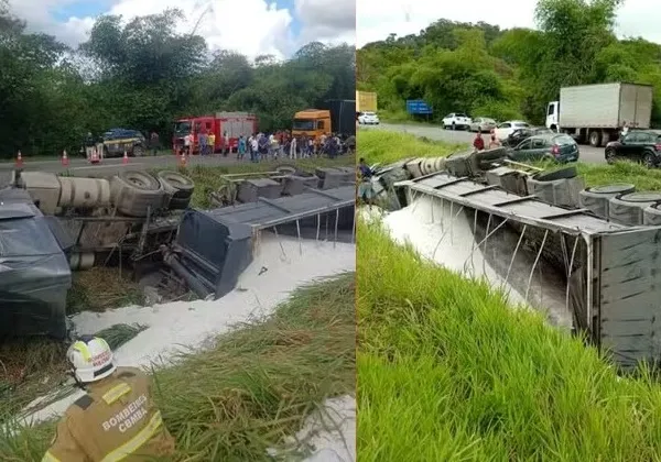 Batida envolvendo caminhões deixa motorista morto na BR-324
