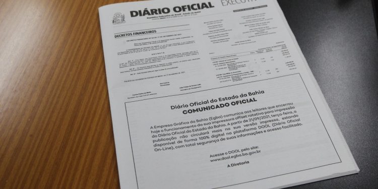 Diário Oficial do Estado deixa de circular versão impressa