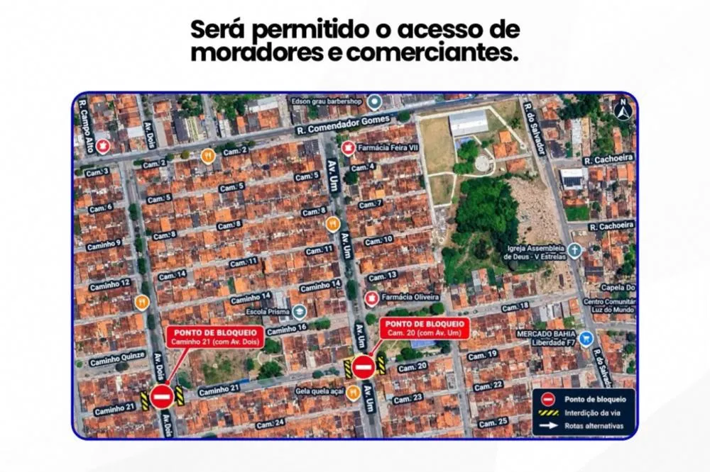 SMT informa: obras de drenagem alteram o trânsito no Conjunto Feira VII, nesta semana