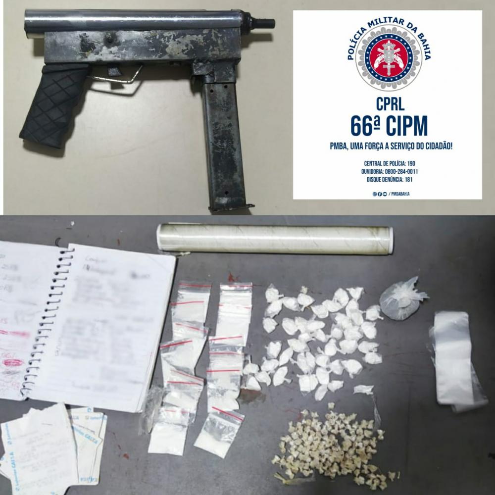PM apreende submetralhadora e cocaína no Santo Antônio dos Prazeres