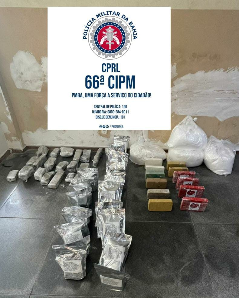 PM apreende droga em ônibus interestadual no bairro Novo Horizonte