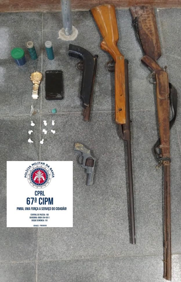 67ª CIPM apreende arma e droga na zona rural de São Gonçalo dos Campos