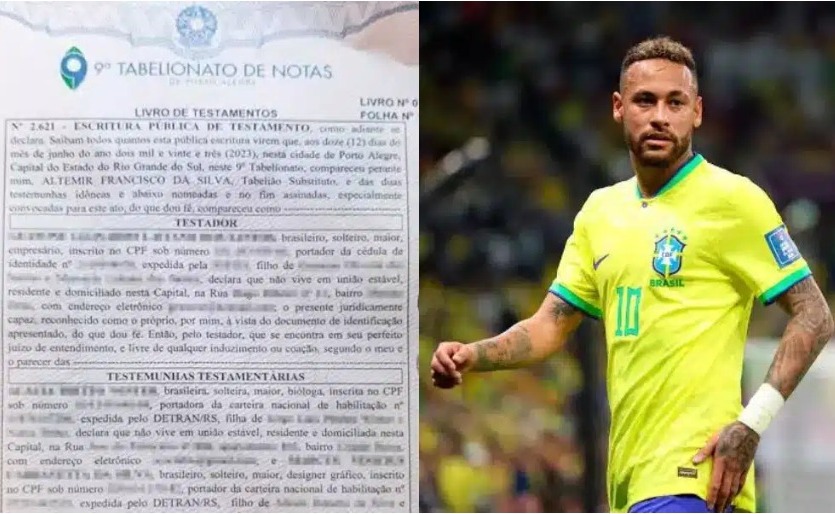 Homem de 30 anos faz testamento e deixa todos os bens para Neymar