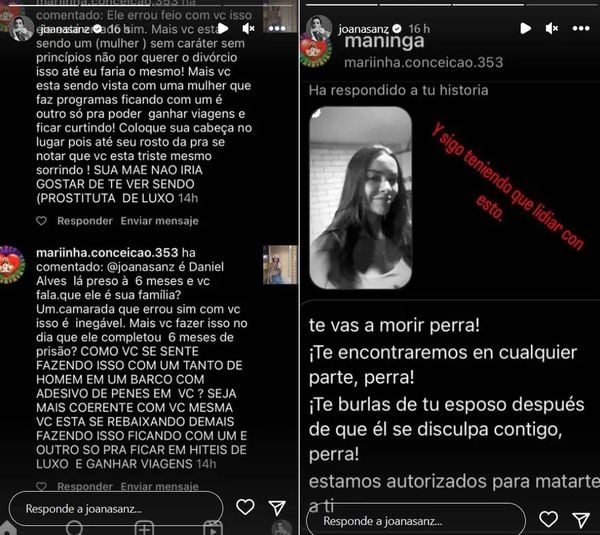 Ex de Daniel Alves, Joana Sanz relata ameaças nas redes sociais: 'Você vai morrer'