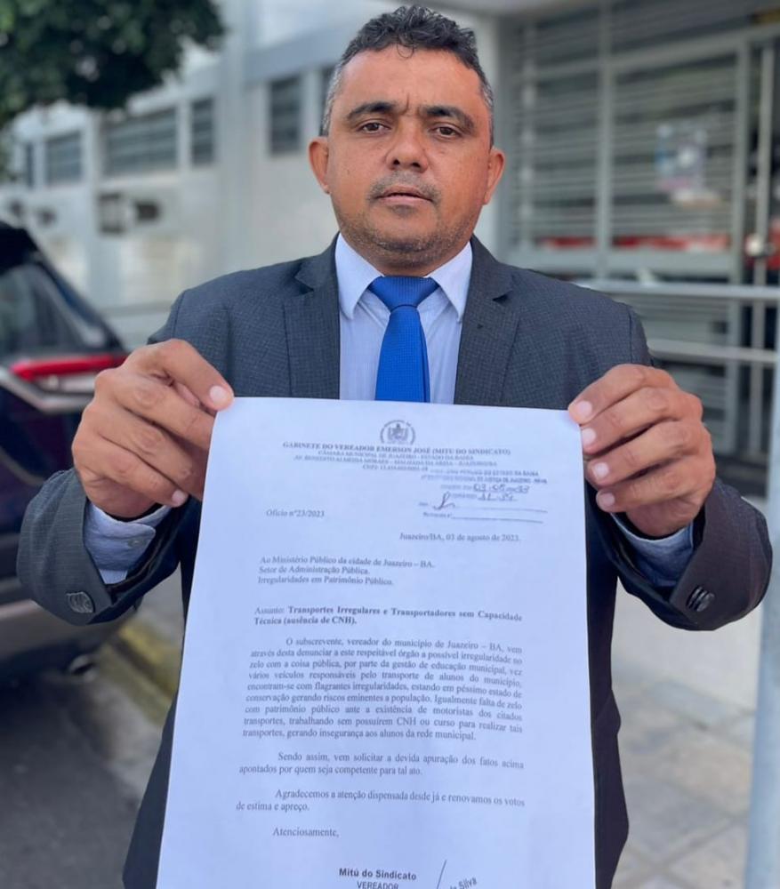 Vereador denuncia ao MP precariedade no transporte escolar de Juazeiro