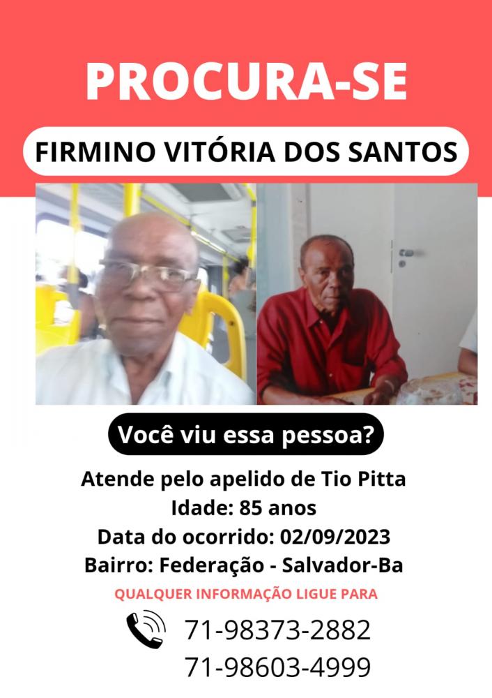  Idoso de 85 anos sai de Salvador com destino a Feira de Santana e não é visto desde o último sábado