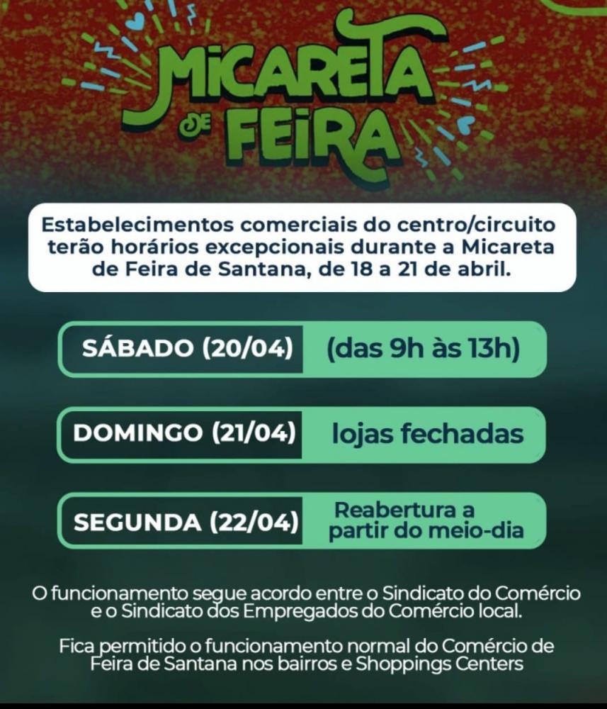 Divulgado horário de funcionamento do comércio de feira durante a Micareta