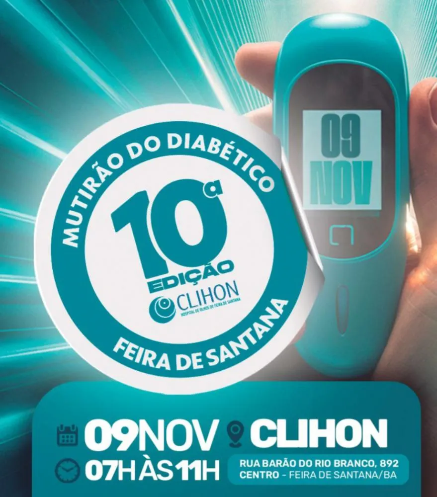 Mutirão do Diabético acontece no dia 9 de novembro em Feira de Santana